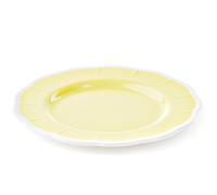 Piatto Dessert in Melamina bicolore set da 6 pezzi Linea FLORA Diametro Ø21x h1.6 cm realizzati con decoro BPA Free design Romantico floreale Giallo Polvere giallo
