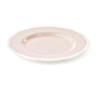 Piatto Dessert in Melamina bicolore set da 6 pezzi Linea FLORA Diametro Ø21x h1.6 cm realizzati con decoro BPA Free design Romantico floreale Rosa Polvere rosa