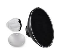 Piatto di bellezza standard con diffusore bianco a nido d'ape griglia centrale riflettore Bowens Mount per studio ritratto fotografia stroboscopica flash luce