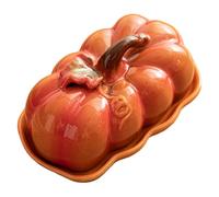 Piatto di burro di Halloween piatto di burro di zucca con coperchio e maniglia piatti autunnali a forma di zucca per l'arredamento della cucina domestica di Halloween