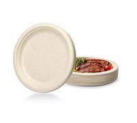Piatto di carta super rigido al 100%, biodegradabile naturale e monouso, ecologico, resistente, riciclabile, perfetto per barbecue da picnic (marrone, 50 pezzi/15,2 cm)