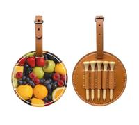Piatto di frutta fresca con gocce d'acqua marrone stampato tee borsa da golf - solo per uomini, materiale PU resistente, facile da trasportare, migliora l'esperienza di golf