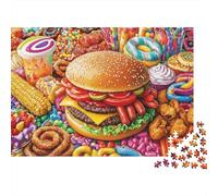 Piatto di Hamburger Puzzle 1000 Pezzi Carta per Adulti Dolci Colorati Gioco di Puzzle 1000 Pezzi Relax Famiglia 52x38cm/1000pcs