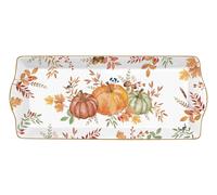 Piatto di Portata Vendemmia Autunno Zucca 35x15cm Bianco Arancione Porcellana