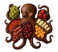 Piatto di salumi a tema polpo - Regalo per gli amanti dei frutti di mare, tagliere da portata per formaggi, vassoio da portata in legno con design kraken, piatto da aperitivo a tema oceano, per carne