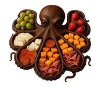 Piatto di salumi a tema polpo - Regalo per gli amanti dei frutti di mare, tagliere da portata per formaggi, vassoio da portata in legno con design kraken, piatto da aperitivo a tema oceano, per carne