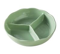 Piatto diviso per adulti, riutilizzabile, in ceramica, con 3 scomparti, adatto al microonde e alla lavastoviglie, vassoio per il controllo delle porzioni da 20,3 cm