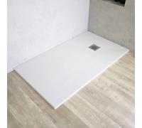 PIATTO DOCCIA 70x120 IN MINERALMARMO GRANITO BIANCO CON PILETTA E COPRIPILETTA