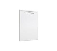 Piatto Doccia 70x140 Bianco Effetto Pietra Mod. Spanios Rettangolare in Vetroresina SMC Riducibile Piletta Inclusa e Cover In Tono Parama