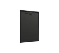 Piatto Doccia 70x140 Nero Effetto Pietra Mod. Spanios Rettangolare in Vetroresina SMC Riducibile Piletta Inclusa e Cover In Tono Parama