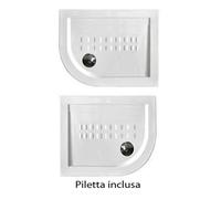 Piatto Doccia 70x90 5.5 cm Bianco Angolare in Ceramica Semicircolare Piletta 90