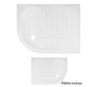 Piatto Doccia 70x90 6.5 cm Bianco Angolare Ceramica Semicircolare con Piletta