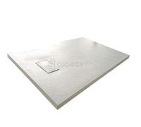 Piatto doccia 80x120 Bianco H.2.6 cm effetto pietra ardesia SMC in resina termoformata.