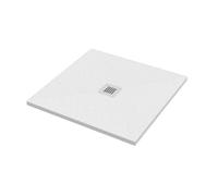 PIATTO DOCCIA 80x80 IN MINERALMARMO GRANITO BIANCO CON PILETTA E COPRIPILETTA