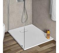 Piatto doccia 90x90 cm bianco effetto pietra in resina, ultra slim con spessore 3 cm, riducibile su misura, AGORA’