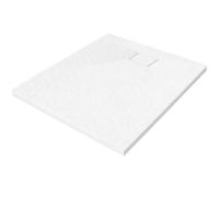 Piatto doccia AquaUno Stone, 90 x 90 x 2,6 cm, bianco | Materiale composito SMC, struttura in pietra, antiscivolo, montaggio a livello del pavimento, scarico da 90 mm
