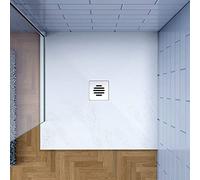 Piatto Doccia Bianco 80x80cm di Spessore da 3 cm in Pietra Artificiale e Mesina Mista Effetto Ardesia Ruvido Piletta e Tubo inclusi