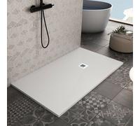 Piatto doccia bianco in mineralmarmo pieno, serie Sierra, slim 3 cm, rivestito di Gelcoat, antiscivolo