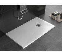 Piatto doccia bianco in marmoresina, 3cm, Gelcoat, antiscivolo, piletta compresa