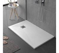 Piatto doccia bianco in mineralmarmo pieno, serie Sierra, slim 3 cm, rivestito di Gelcoat, antiscivolo