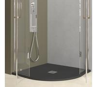 Piatto Doccia Curvo In Marmo Resina Greta Finitura Cemento H 25 mm Ix Box Shower - CONFEZIONE: 1 pz., Colore: Antracite, Dimensione: 80x80xH2,5 cm