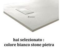 PIATTO DOCCIA IN SMC EFFETTO PIETRA H 2.6 CM CON PILETTA INCLUSA, 70-150 Bianco
