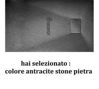 Piatto Doccia H.2,6 cm In Vetro-resina SMC Effetto Pietra Stone Ardesia Piletta Doccia Inclusa (80x120 h 2.6cm, Antracite)