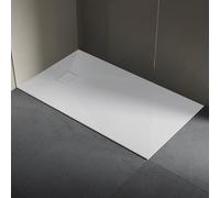 Piatto doccia effetto pietra in resina struttura a nido d'ape riducibile con piletta di scarico (140x70, Bianco)