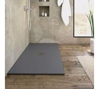 Piatto Doccia In Marmo Resina Greta Colore Antracite H 25-30 mm Ix Box Shower - CONFEZIONE: 1 pz., Dimensione: 200x80xH3 cm