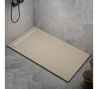 piatto doccia in mineralmarmo color crema, 3 cm., effetto pietra ardesia, antiscivolo, Lisbona (80x100)