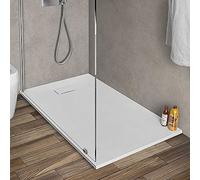 Piatto doccia in Resina, disponibile in diverse misure, design ultraslim con effetto pietra serie Agorà (80x120, Bianco)