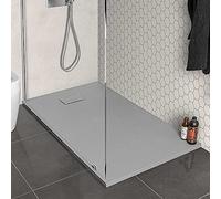 Piatto doccia in Resina, disponibile in diverse misure, design ultraslim con effetto pietra serie Agorà (80x140, Grigio)