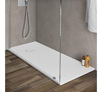 Piatto doccia in Resina, disponibile in diverse misure, design ultraslim con effetto pietra serie Agorà (70x150, Bianco)