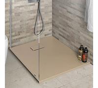 Piatto doccia in Resina, disponibile in diverse misure, design ultraslim con effetto pietra serie Agorà (80x100, Tortora)