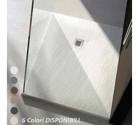 Piatto doccia in resina effetto ardesia 100X180 Rocky Classic : Colore - Cemento