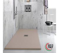 PIATTO DOCCIA MARMORESINA BASE 70 H 2,5 SIFONE PILETTA INCLUSI HEAVY TORTORA