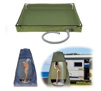 Piatto doccia portatile aggiornato, 2 in 1 pieghevole da campeggio con tubo di scarico, base doccia esterna, tappetino doccia da campeggio per campeggio, camper, esterni, interni e box doccia