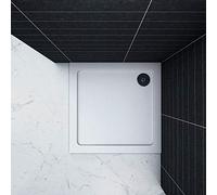 Piatto Doccia Quadrato in pietra artificiale rivestito gel coat Ultra Slim da 3cm Bianco Lucido Antiscivolo Antibatterico 90x90cm