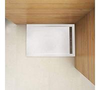 Piatto Doccia Rettangolare 120x80cm in Pietra Vulcanica e Resina Mista Finitura Pietra Bianca Ruvida Ultraslim 3 cm