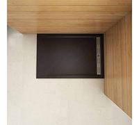 Piatto Doccia Rettangolare 120x90cm in Pietra Vulcanica e Resina Mista Finitura Pietra Nera Ruvida Ultraslim 3 cm