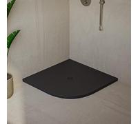 Piatto Doccia Semicircolare SOULHOME Resina e Carica Minerale Antiscivolo 80x80 cm Nero - Griglia Same