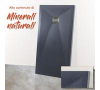 PIATTO DOCCIA SLIM 70x140 MARMO RESINA EFFETTO PIETRA COL. ANTRACITE BOX BUGNATO