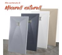 PIATTO DOCCIA SLIM MARMO RESINA RETTANGOLARE CURVO BOX EFFETTO PIETRA BUGNATO