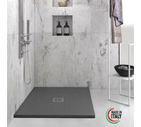 PIATTO DOCCIA SLIM MARMORESINA 80x80/90x90 H 2,5 SIFONE PILETTA HEAVY ANTRACITE