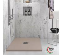 PIATTO DOCCIA SLIM MARMORESINA 80x80/90x90 H 2,5 SIFONE PILETTA HEAVY TORTORA