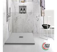 PIATTO DOCCIA SLIM MARMORESINA 80x80 o 90x90 H 2,5 SIFONE PILETTA HEAVY GRIGIO
