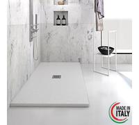 PIATTO DOCCIA SLIM MARMORESINA BASE 80 H 2,5 SIFONE PILETTA INCLUSI HEAVY BIANCO