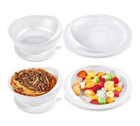 Piatto e ciotola a prova di fuoriuscite con base a ventosa, ausili per il Parkinson per vivere, accessori adattivi per l'alimentazione di anziani e disabili (One plate+one bowl,white)