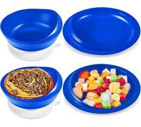 Piatto e ciotola a prova di fuoriuscite con base a ventosa, ausili per l'alimentazione adattiva per anziani e disabili (One plate+one bowl,red)