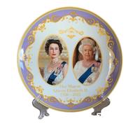 Piatto Fine China 15 cm Sua Maestà la Regina Elisabetta II 1926-2022 Regno Un...